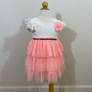 Little Lass sz 3T dress with layers of sparkly tulle in peach with white bodice